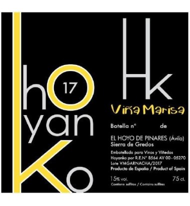 Hoyanko Viña Marisa 2017 - Vino tinto, Garnacha, Viñas viejas, Cebreros, Sierra de Gredos,Ávila