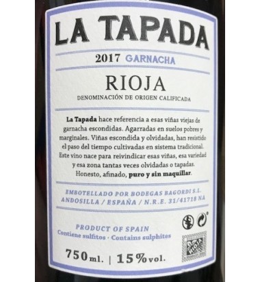 La Tapada 2017 - LMT wines - Garnatxa, viñas viejas, La Rioja