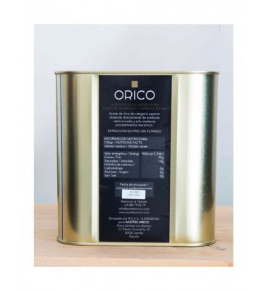 Aceite "AOVE" ORICO Picual - Lata  de 2,5 litros - Finca Familiar Los Álamos - Jumilla